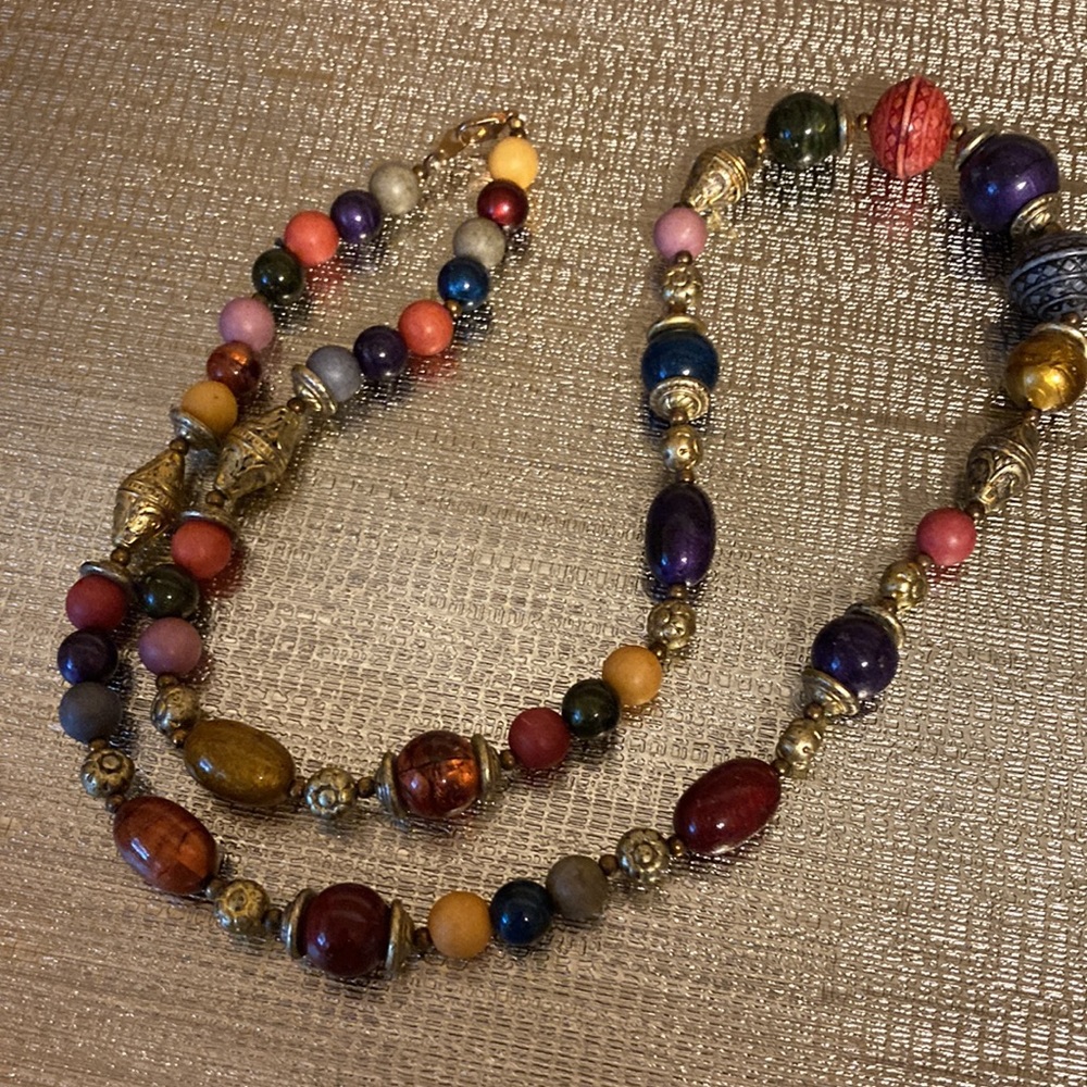 Vintage multi colored bead necklace